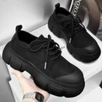 All Black Basic Custom Brand Casual Lace - up Rubber Sneakers With Low Top Design Hiking Men's Walking Shoes